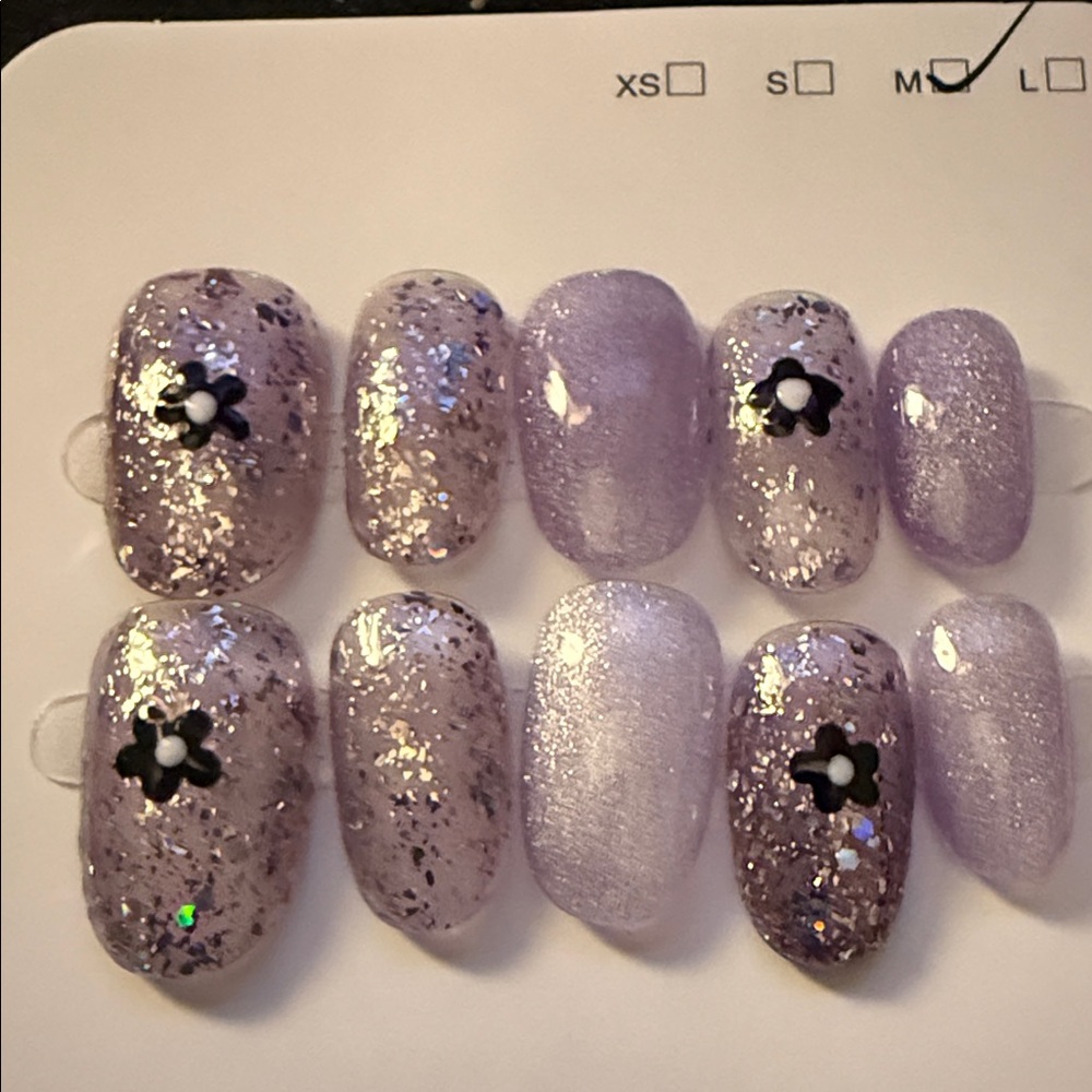 Purple Glitter Press-On Nails